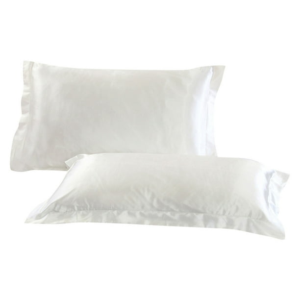2PCS Solid Standard Silky Satin Pillow Case Bedding Pillowcase Smooth Home
